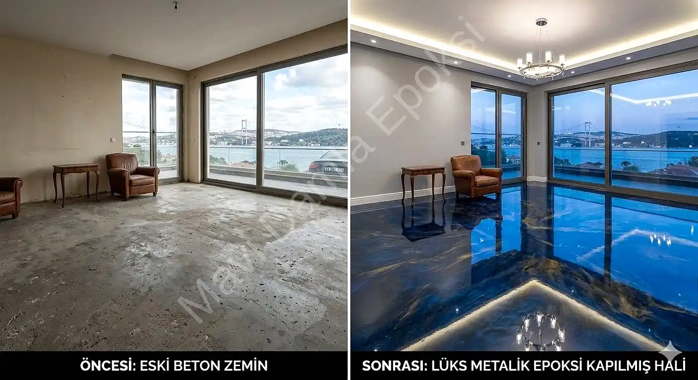Sıvı mermer görünümlü epoksi zemin kaplama